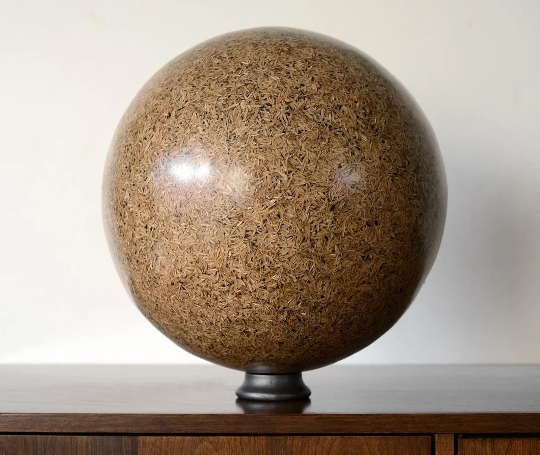 Rice Husk Lucite Sphere Sculpture - 2