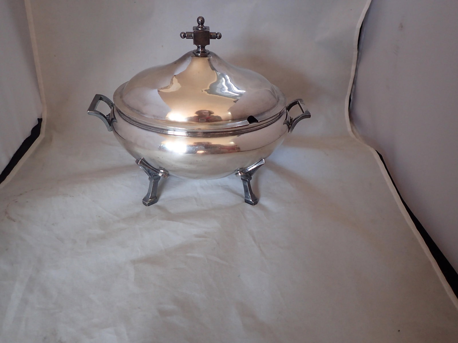 Antique Silver Plate Covered Serving Bowl - 2