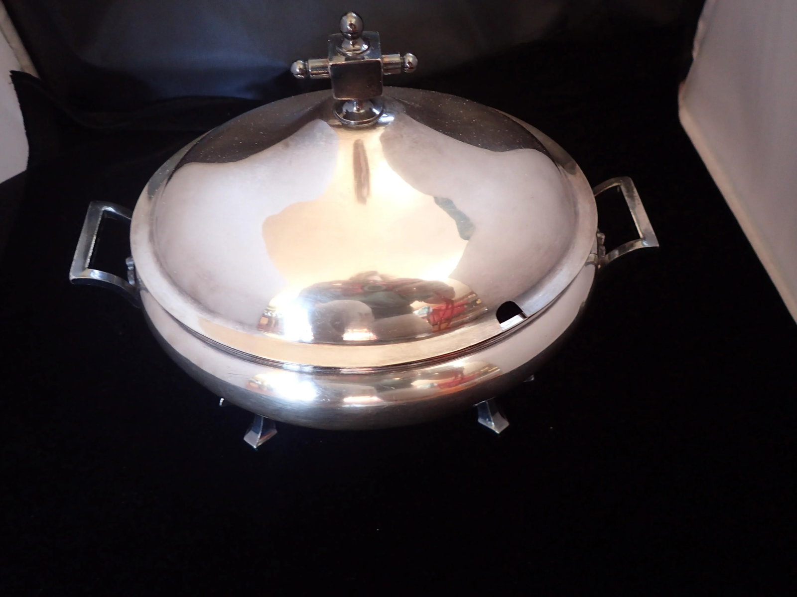 Antique Silver Plate Covered Serving Bowl - 3