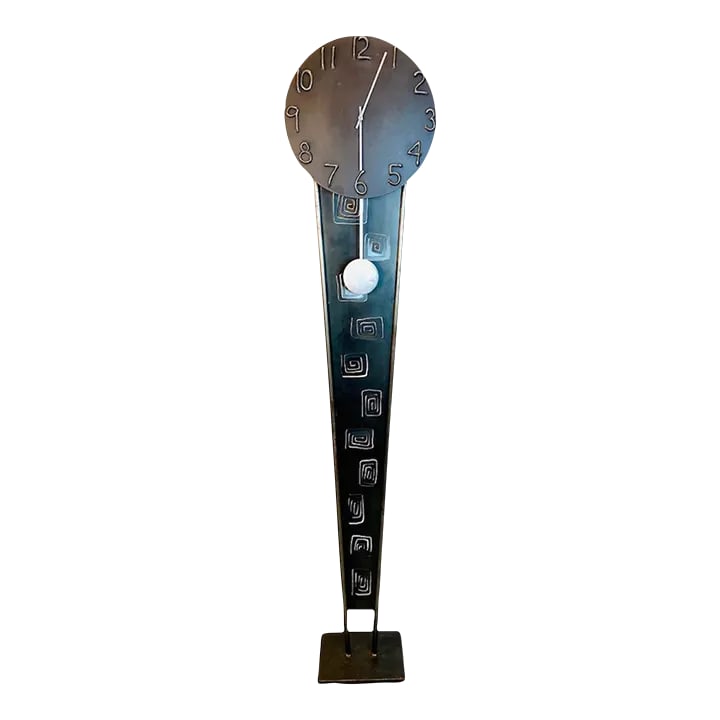 1995 Postmodern Memphis Style Jon Sarriugarte and Sina Hanson for Form & Reform Metal Grandfather Cl (1 of 13)
