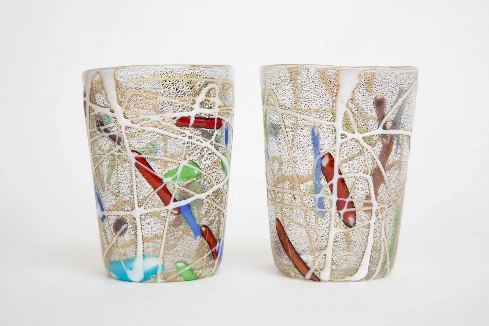 Vintage 1980's Italian Murano Style Hand Blown Abstract Glasses Barware, Set of 6 - 11