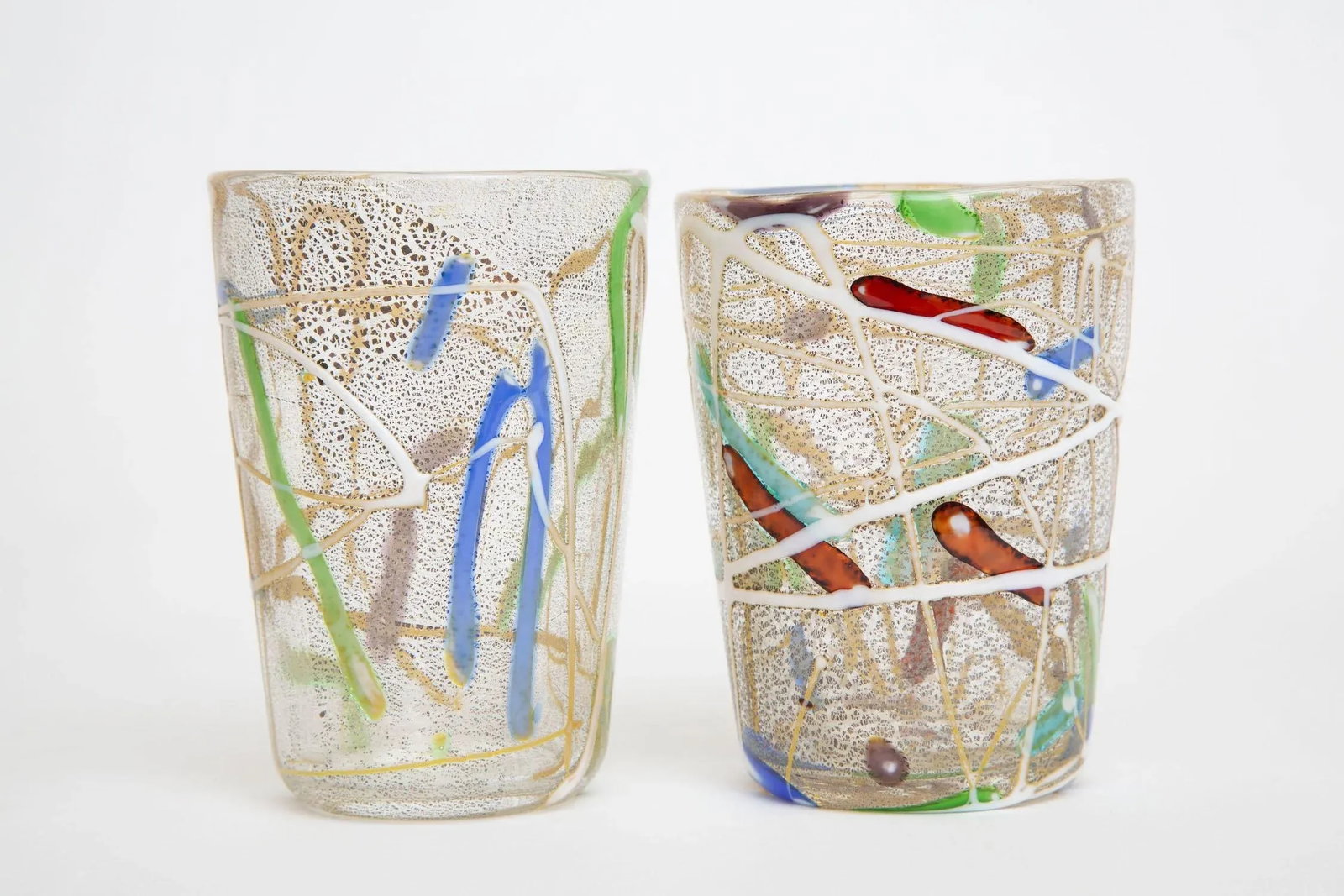 Vintage 1980's Italian Murano Style Hand Blown Abstract Glasses Barware, Set of 6 - 6
