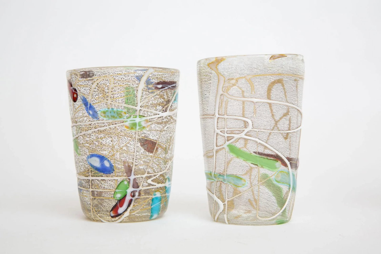 Vintage 1980's Italian Murano Style Hand Blown Abstract Glasses Barware, Set of 6 - 7
