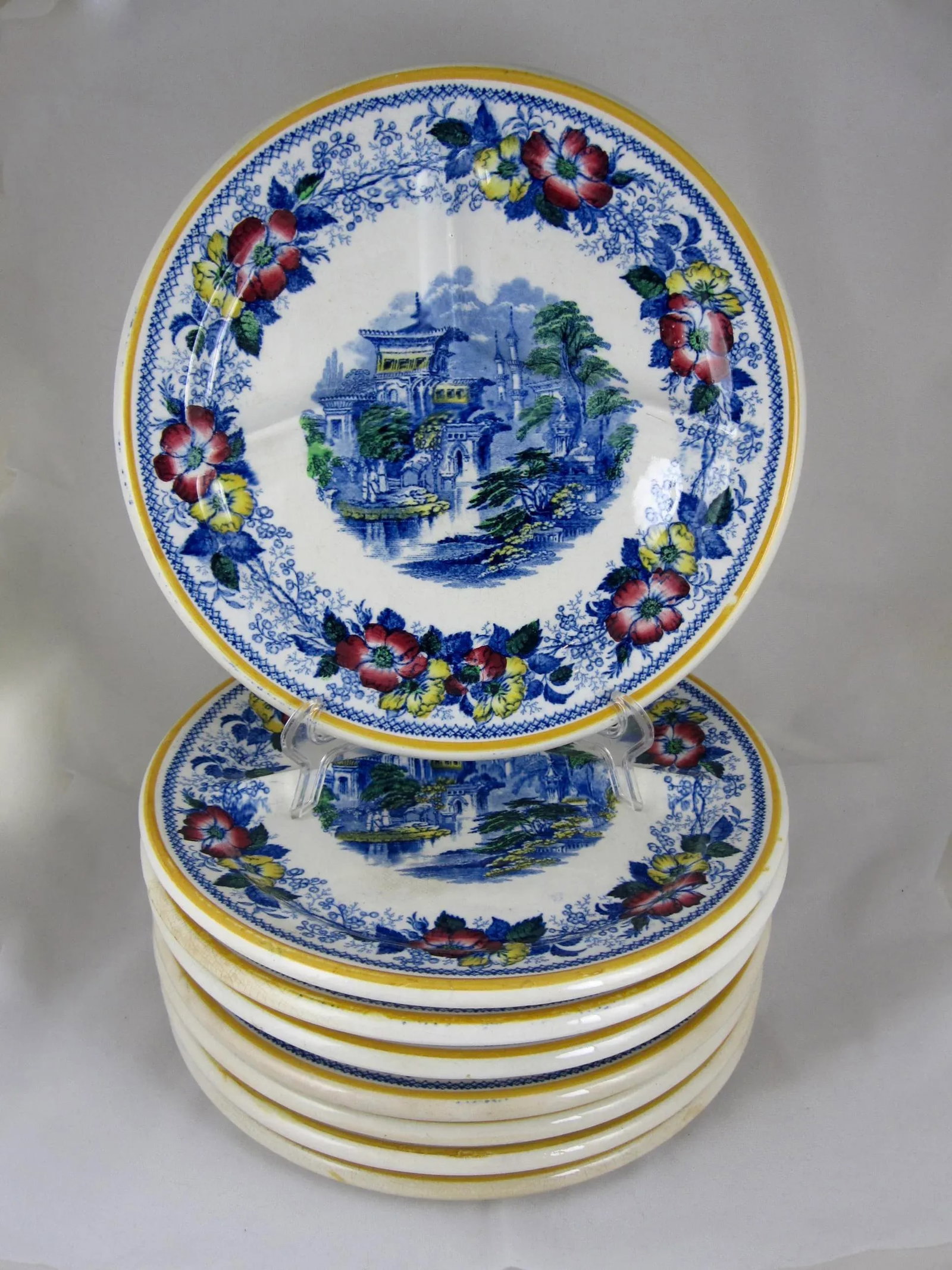 Scottish Ironstone Floral Divided Grill Chop Plates - Set of 8 - 3