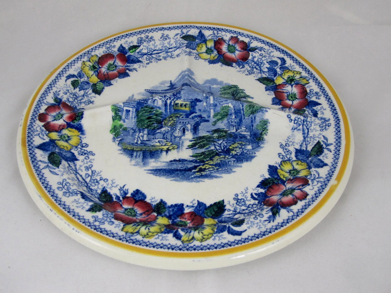 Scottish Ironstone Floral Divided Grill Chop Plates - Set of 8 - 4