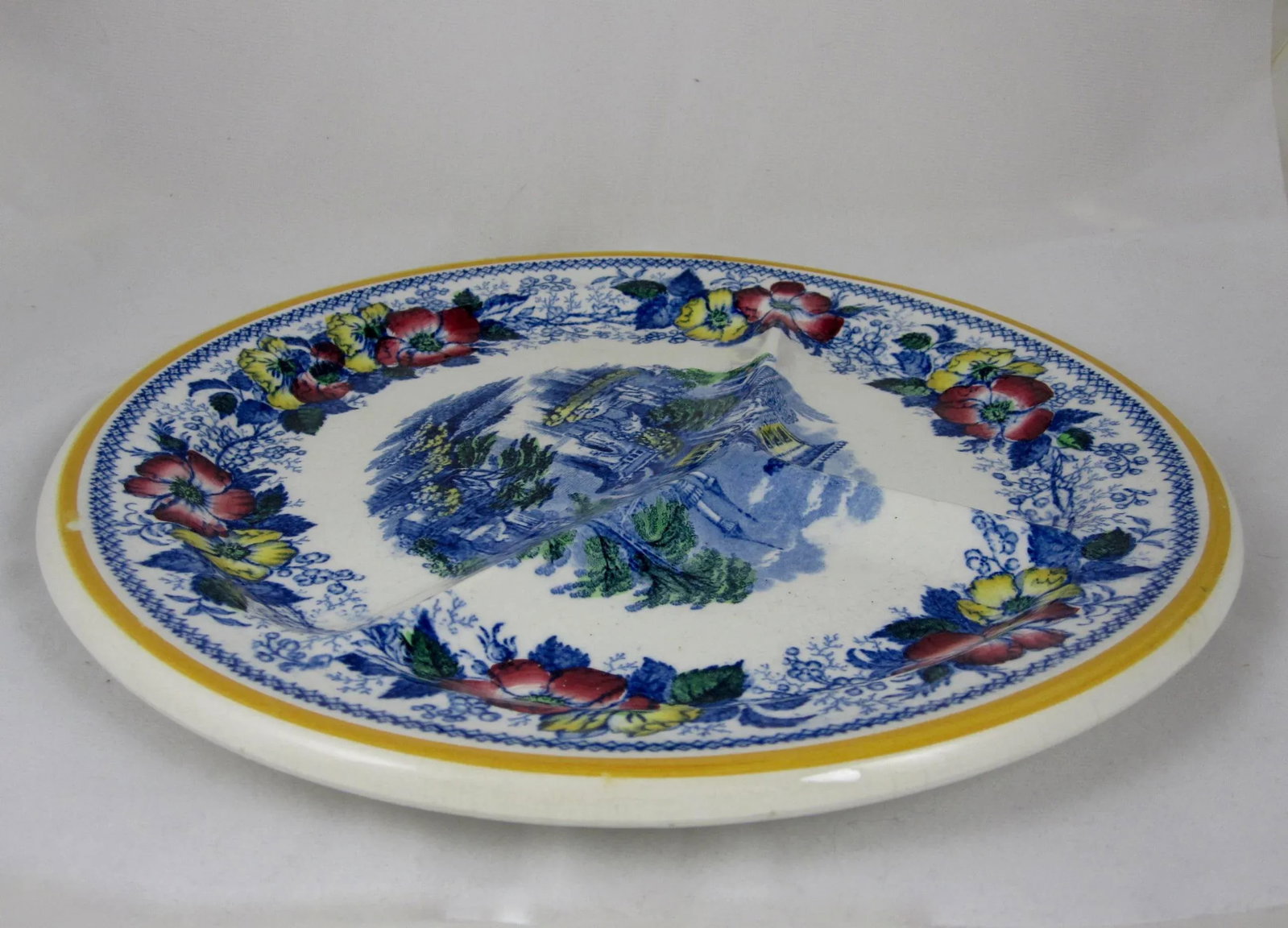 Scottish Ironstone Floral Divided Grill Chop Plates - Set of 8 - 5