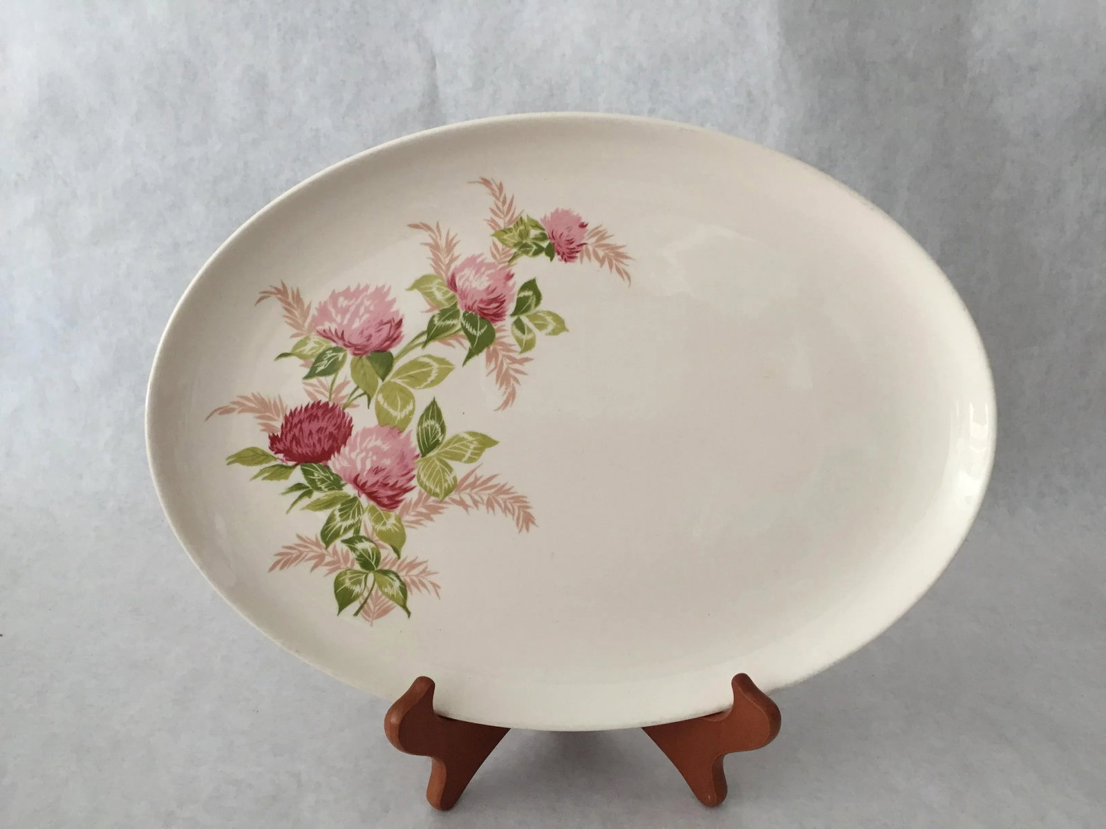 Pink Thistle Rose Patterned Serving Platter - 2