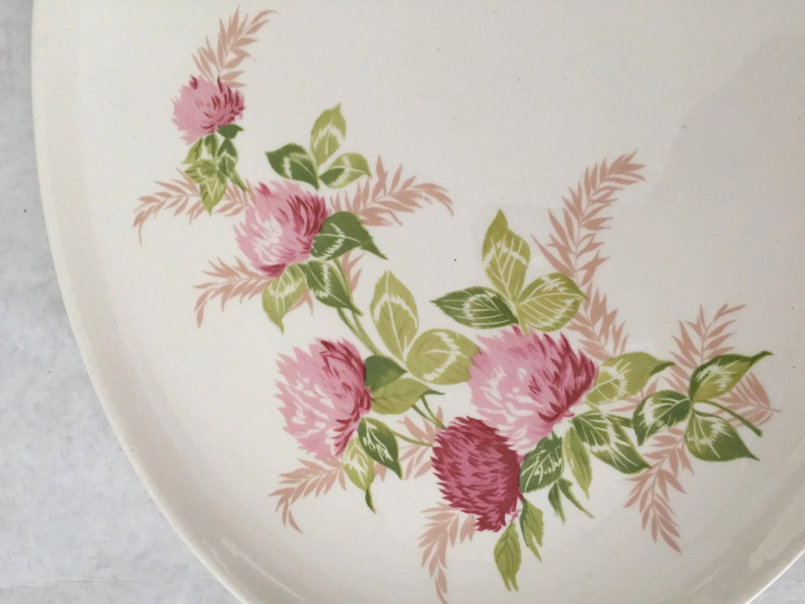 Pink Thistle Rose Patterned Serving Platter - 3