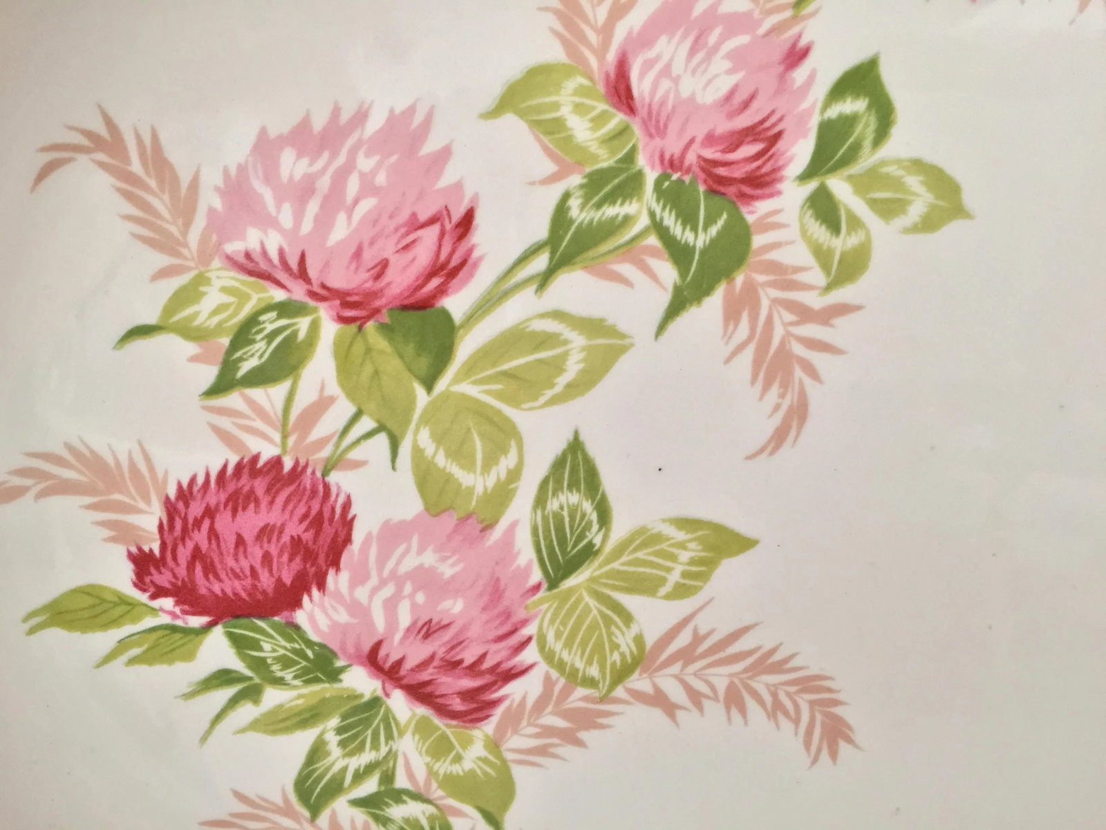 Pink Thistle Rose Patterned Serving Platter - 4