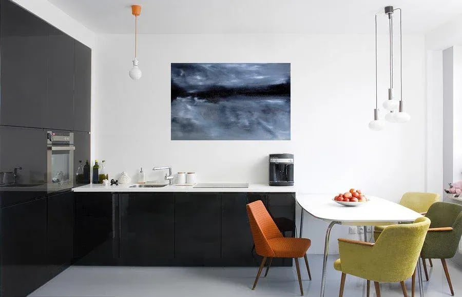 "Intuition" Original Oil Abstract Modern Monochrome Painting - 2