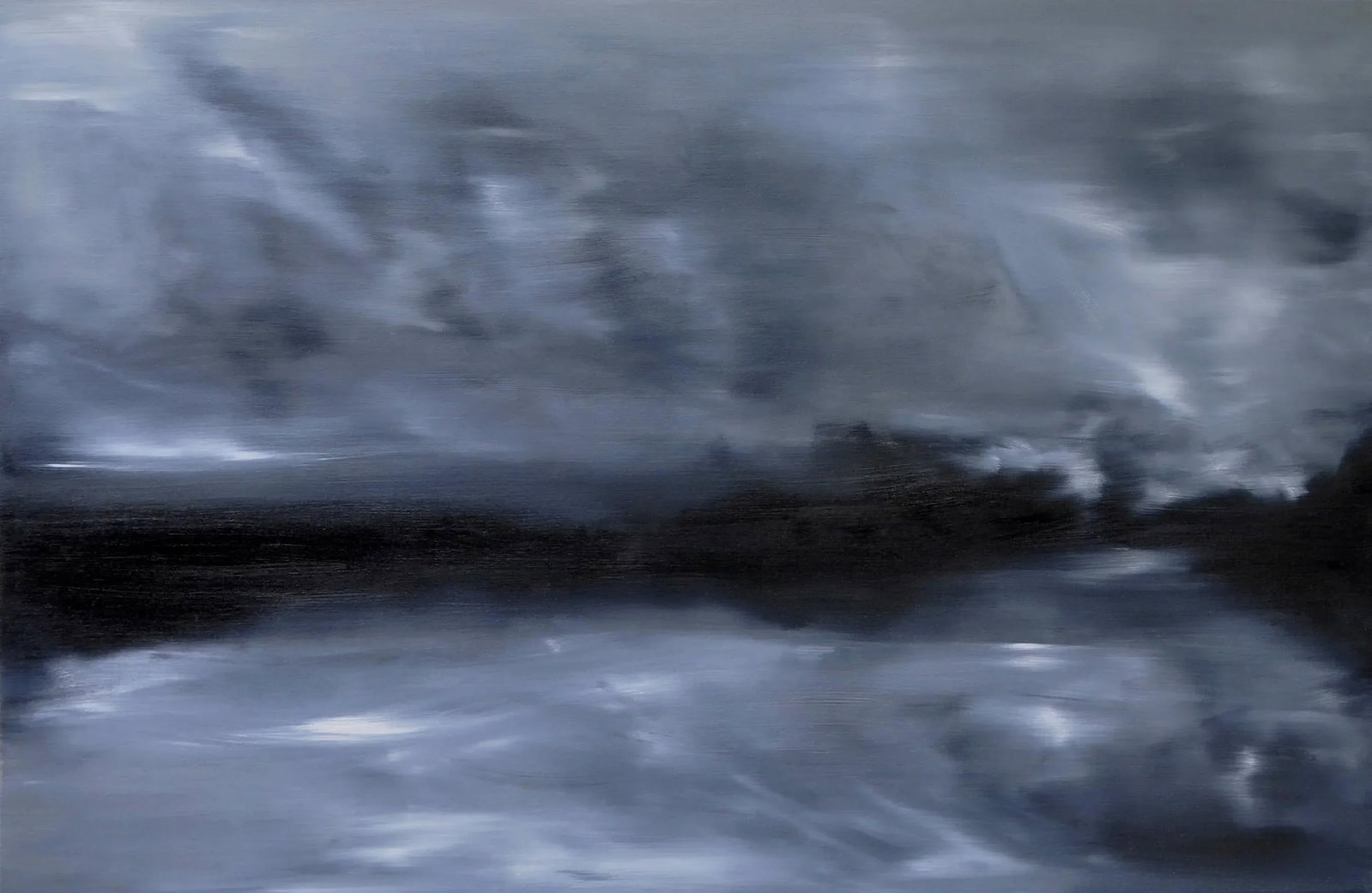 "Intuition" Original Oil Abstract Modern Monochrome Painting - 3