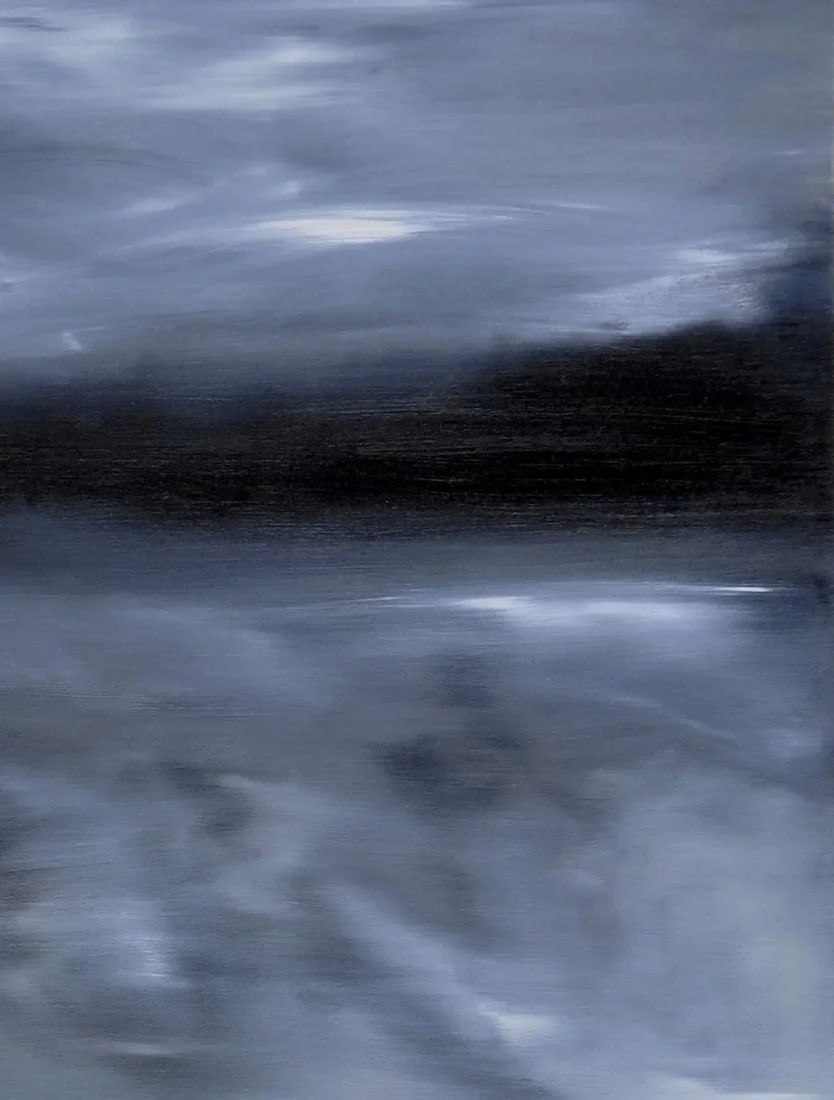 "Intuition" Original Oil Abstract Modern Monochrome Painting - 4