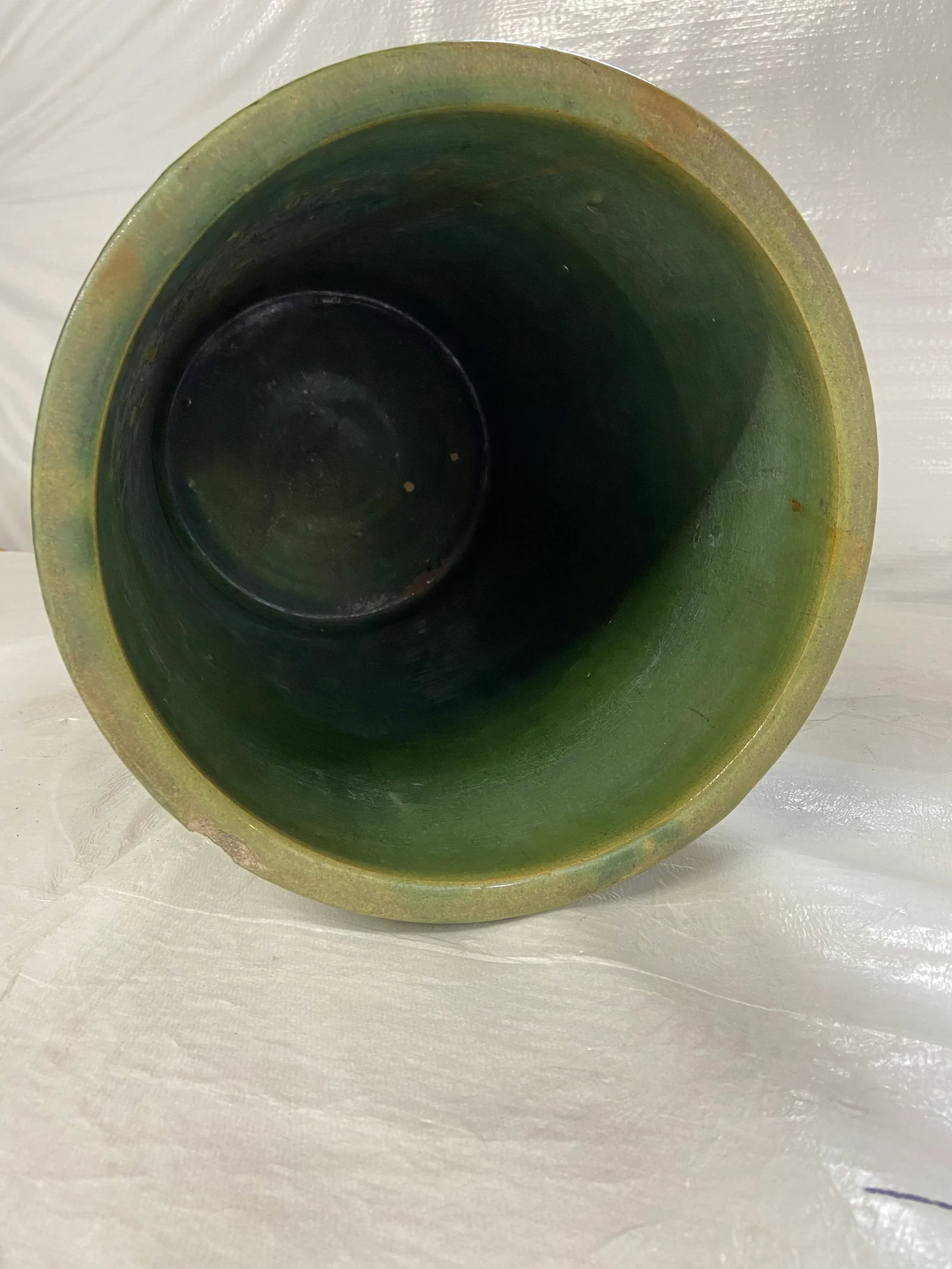Antique Green Glazed Majolica Umbrella Stand - 6