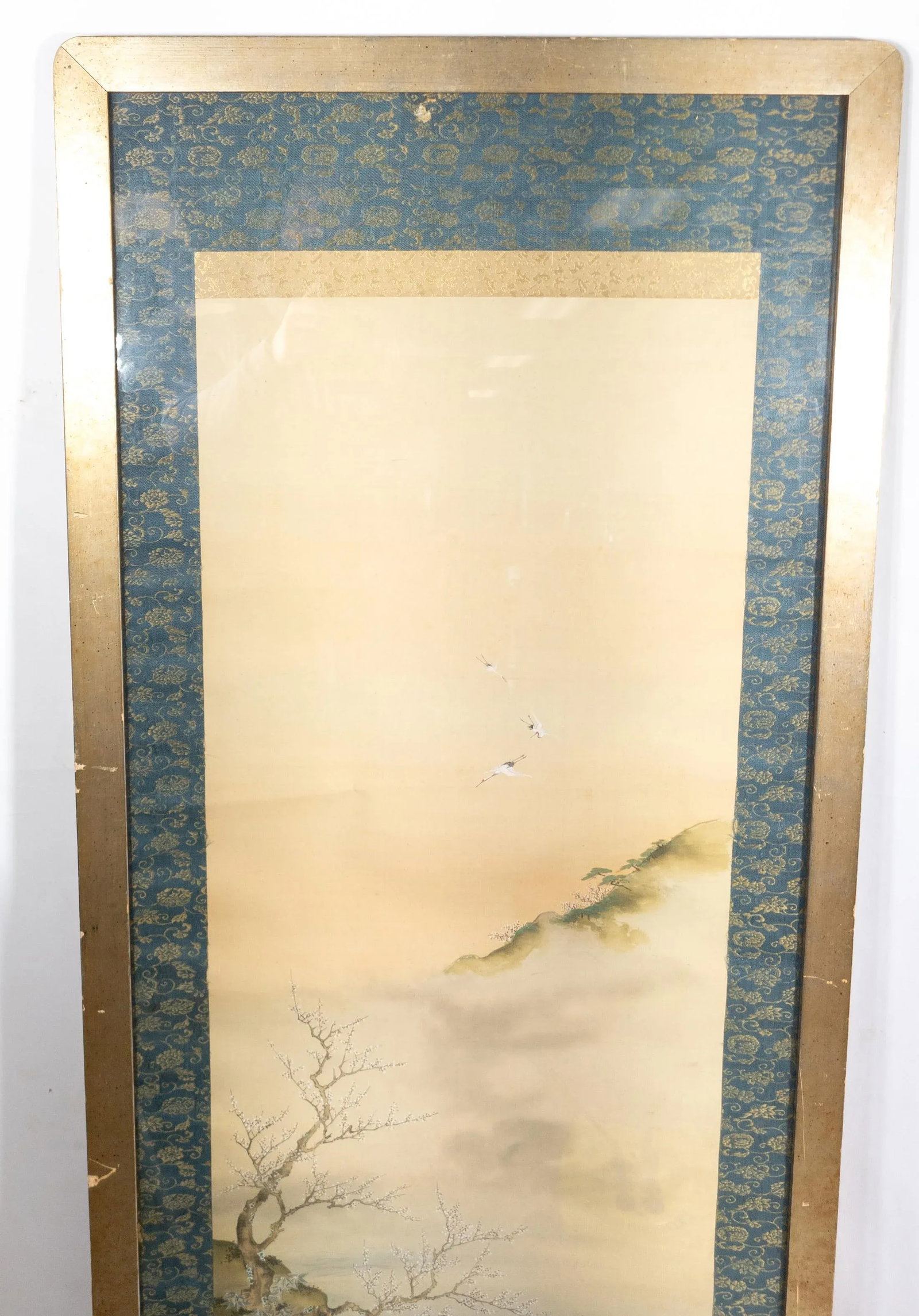 Early 20th Century Japanese Silk Scroll Painting of Figures on a Shore - 2