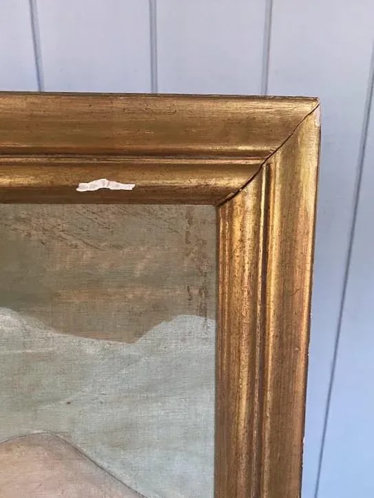 Mid 20th Century Original Modern Landscape Oil Painting of Figures on the Ganges River, Framed - 3