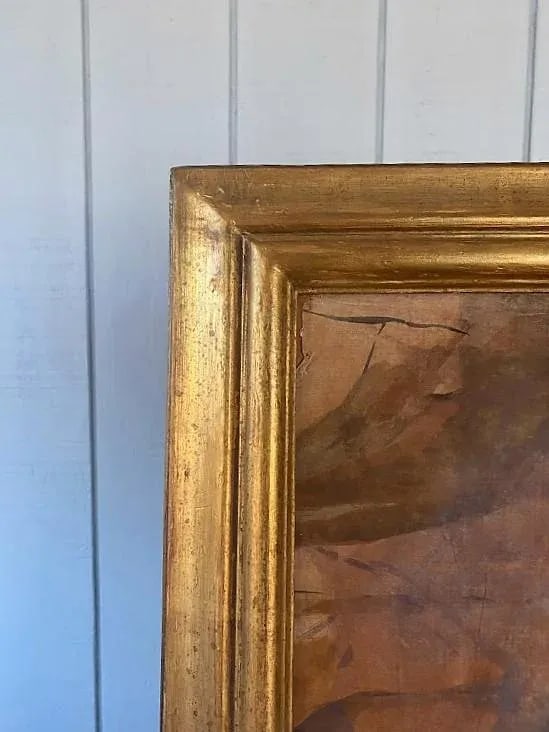 Mid 20th Century Original Modern Landscape Oil Painting of Figures on the Ganges River, Framed - 4