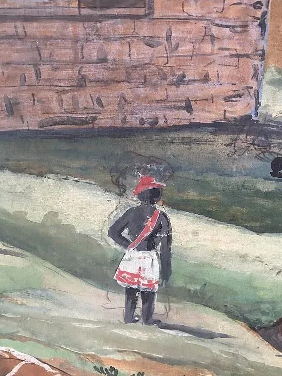 Mid 20th Century Original Modern Landscape Oil Painting of Figures on the Ganges River, Framed - 5