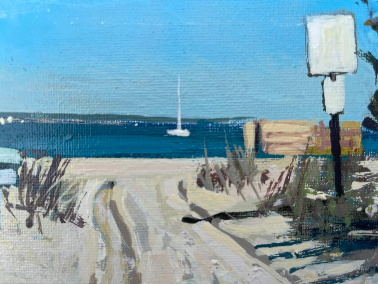 "Beach Access" Contemporary Coastal Landscape Acrylic Painting by Scott Hewett, Framed - 3