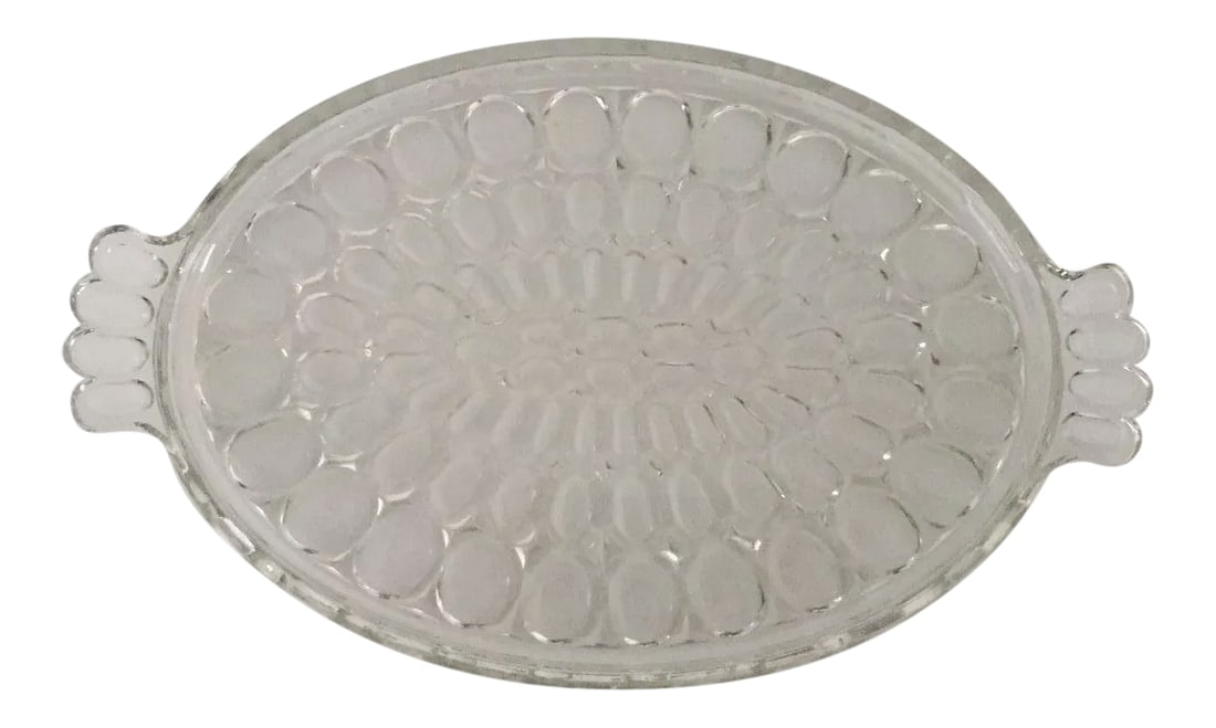 Vintage Clear Glass Tray: Vintage Clear Glass Tray or Platter, No makers mark, in excellent condition. 13"L X 8"W Condition: Alterations: Original Condition Unaltered Imperfections: Some Imperfections Condition Notes: