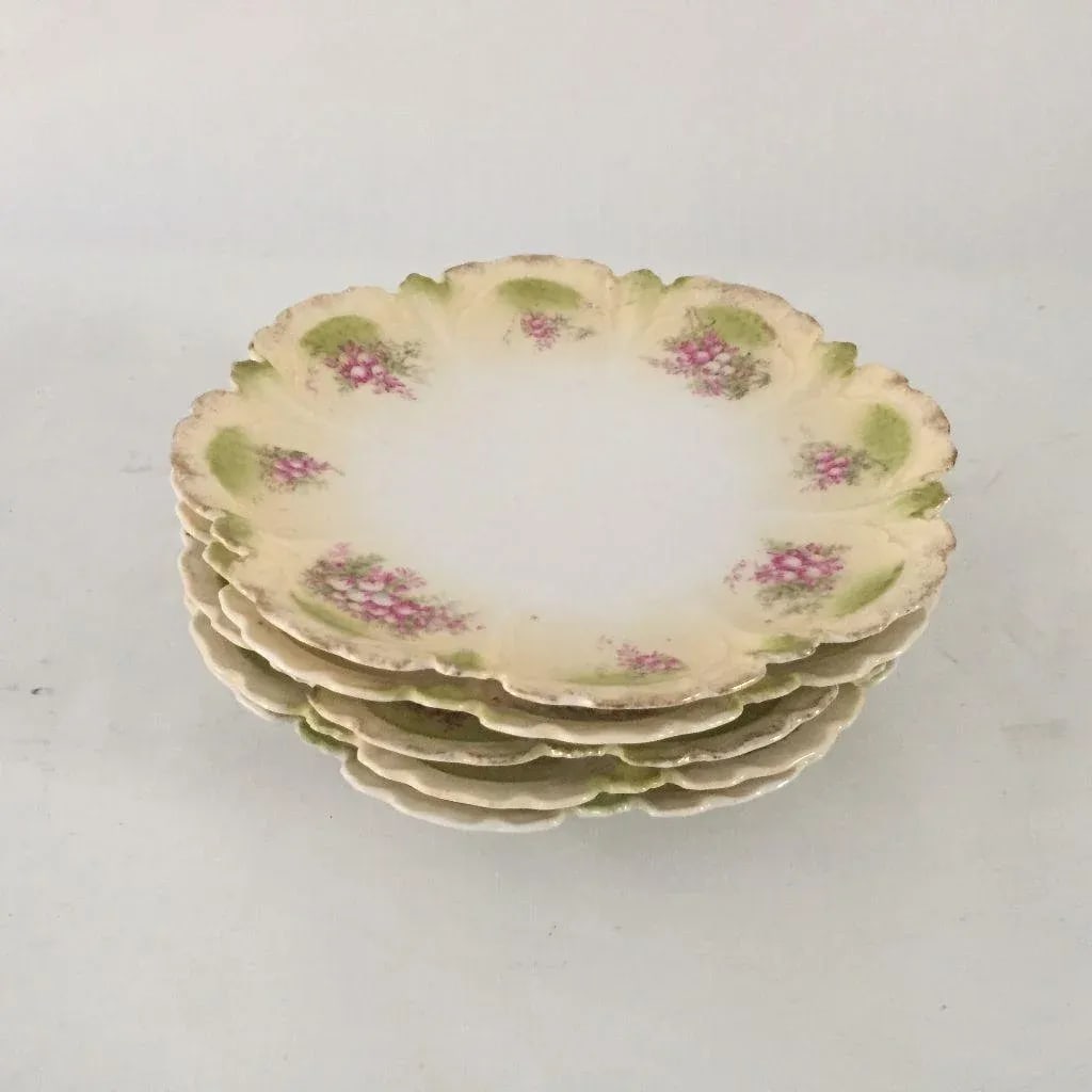 Antique Porcelain Floral Plates - Set of 5 - 5