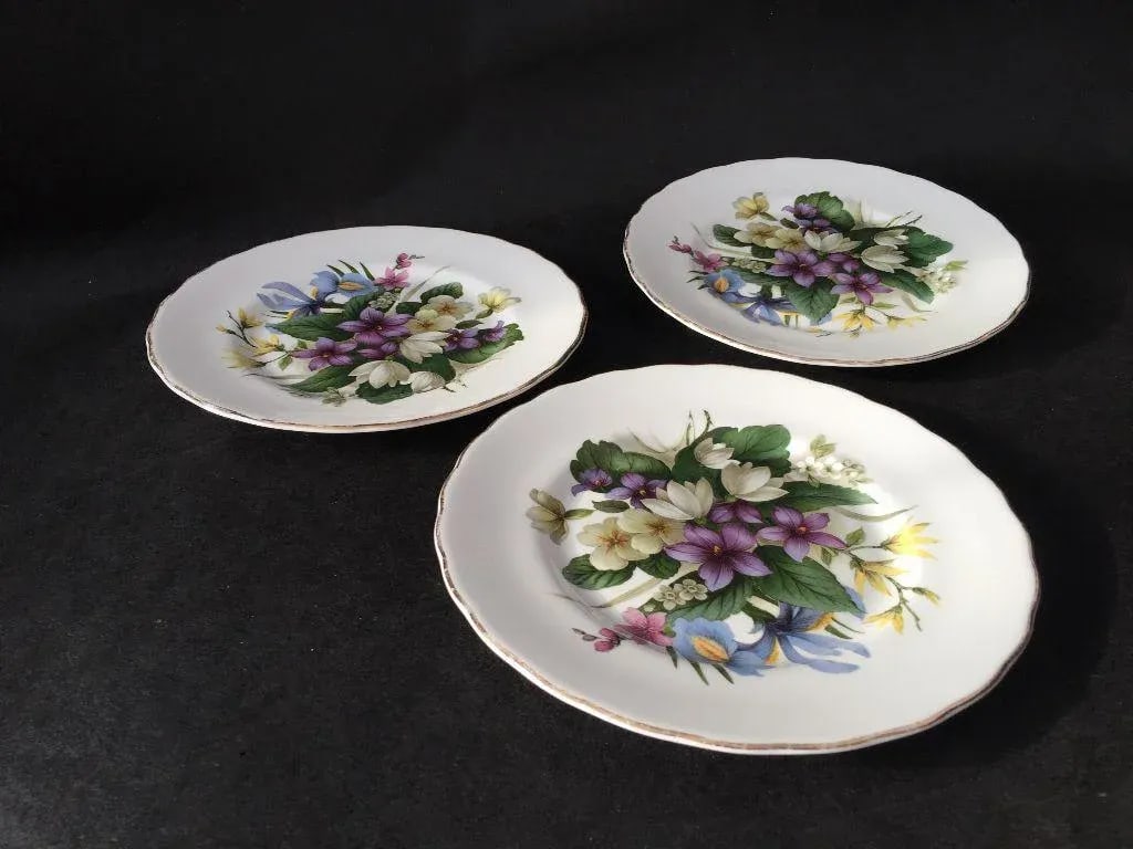 Floral English Bone China Plates - Set of 3 - 2