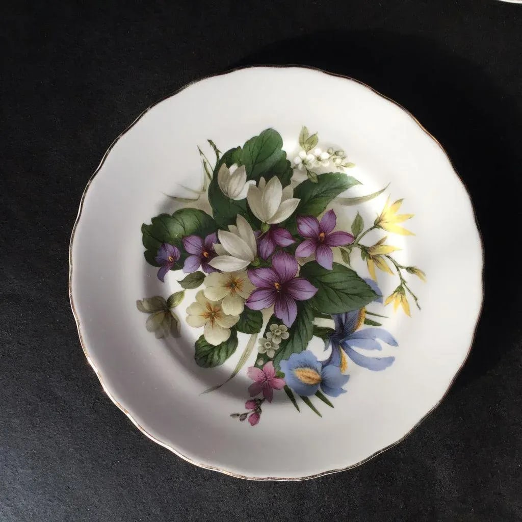 Floral English Bone China Plates - Set of 3 - 3