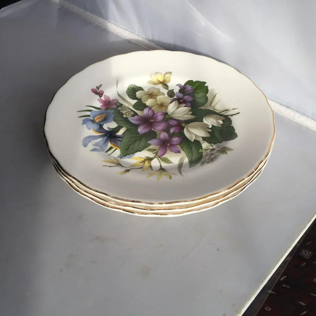 Floral English Bone China Plates - Set of 3 - 5