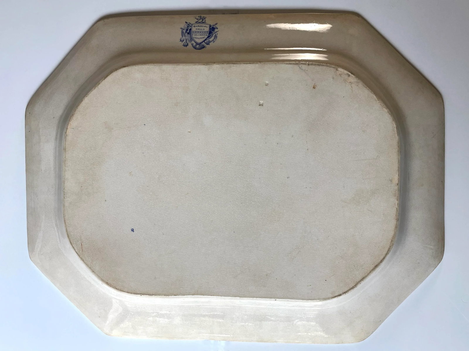 Early 1800's English Mayer Light Blue & White Staffordshire China Baronial Transferware Platter - 4
