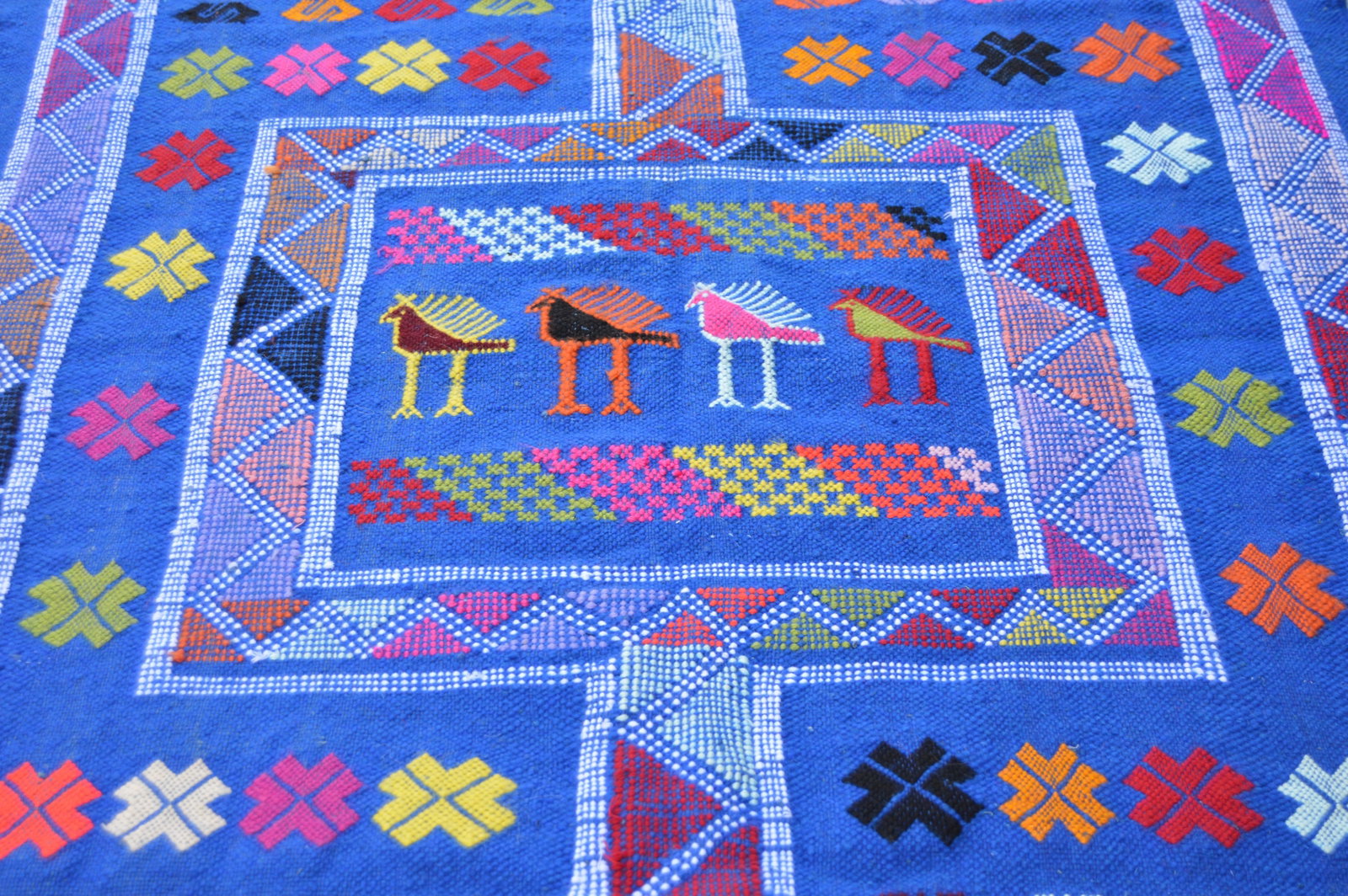 Blue Moroccan Berber Rug- 4'5'' x 2'10'' - 3
