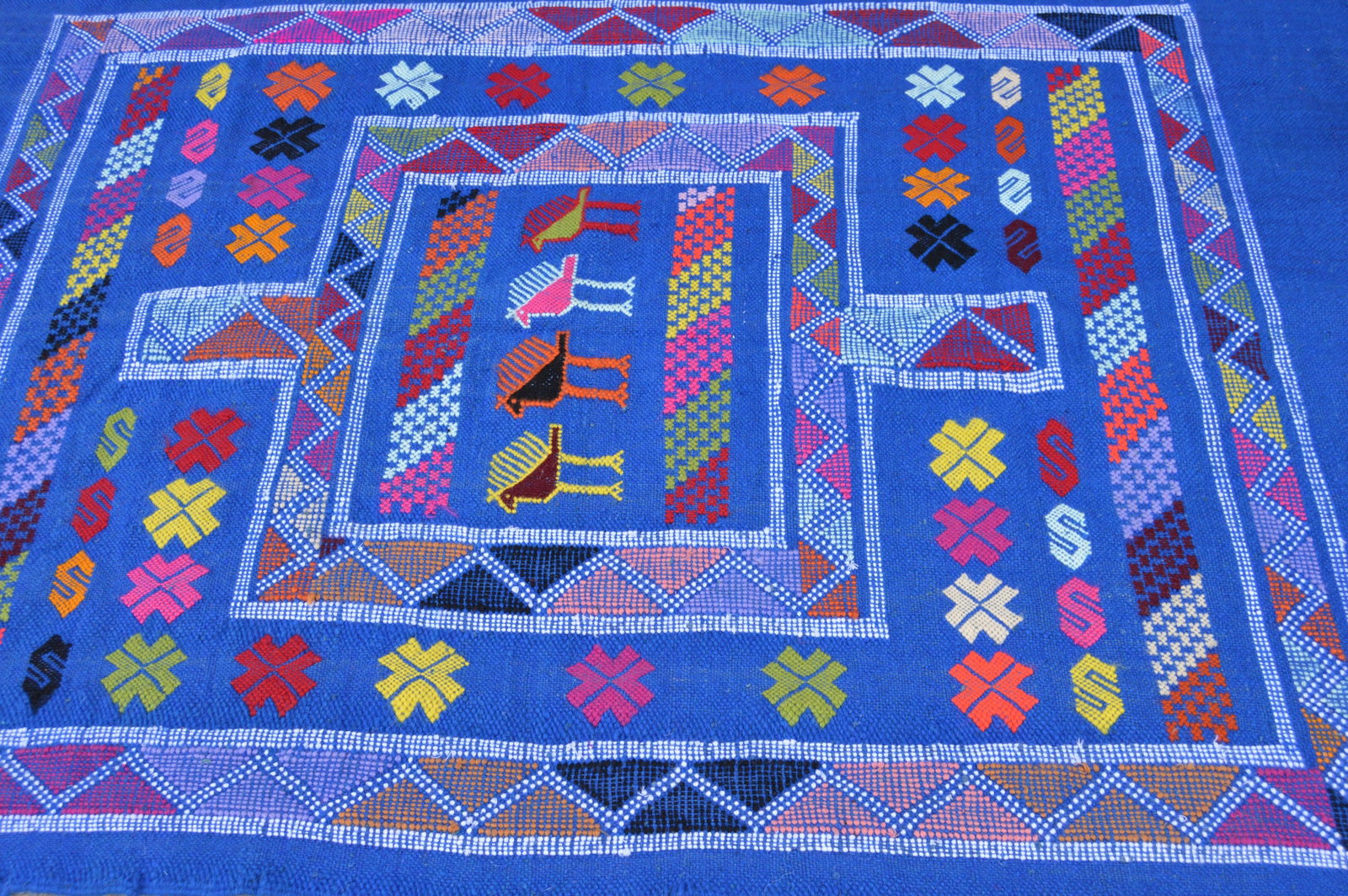 Blue Moroccan Berber Rug- 4'5'' x 2'10'' - 4