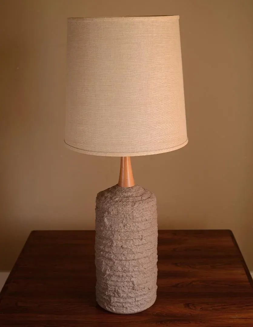 Vintage Danish Modern Textured Ceramic Table Lamp - 9
