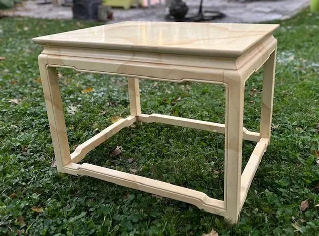 1970s Asian Ming Henredon Faux Goat Skin Side Table - 2