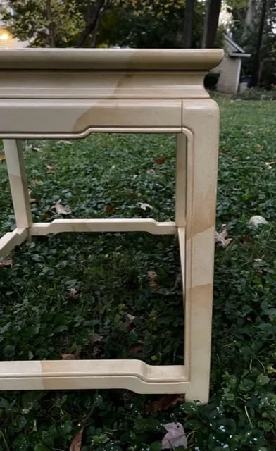 1970s Asian Ming Henredon Faux Goat Skin Side Table - 3