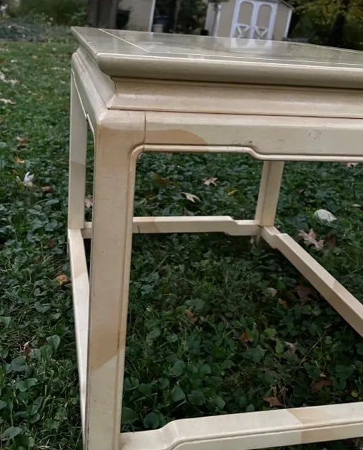 1970s Asian Ming Henredon Faux Goat Skin Side Table - 6