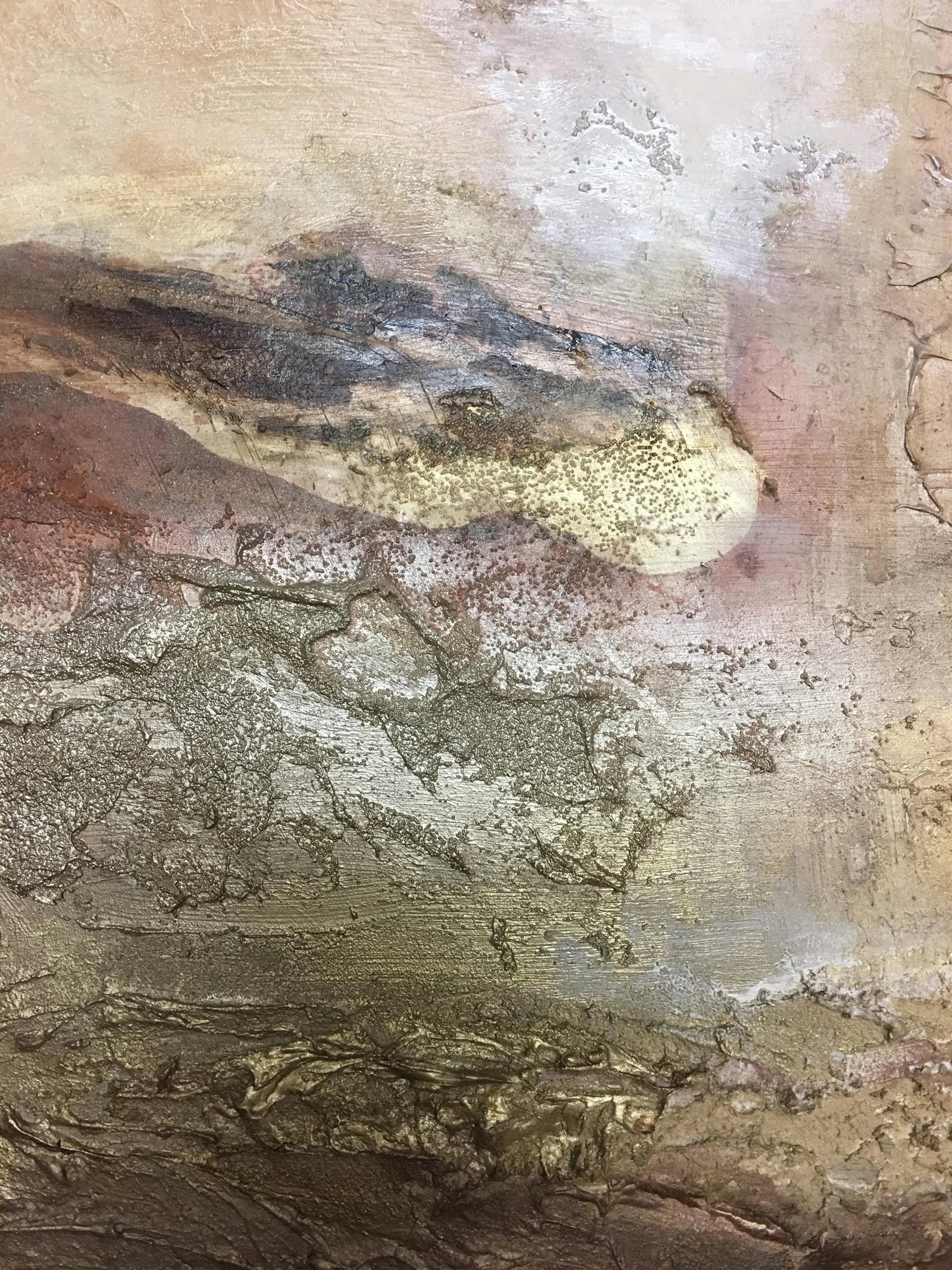 "Portal (#10 in Series) " Original Abstract Modern Neutral Art Metallic Landscape Painting - 4