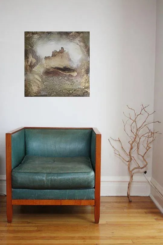 "Portal (#10 in Series) " Original Abstract Modern Neutral Art Metallic Landscape Painting - 6