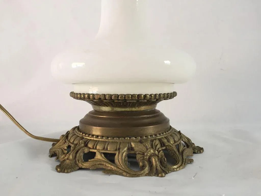Antique French Style Opal Glass Table Lamp - 4