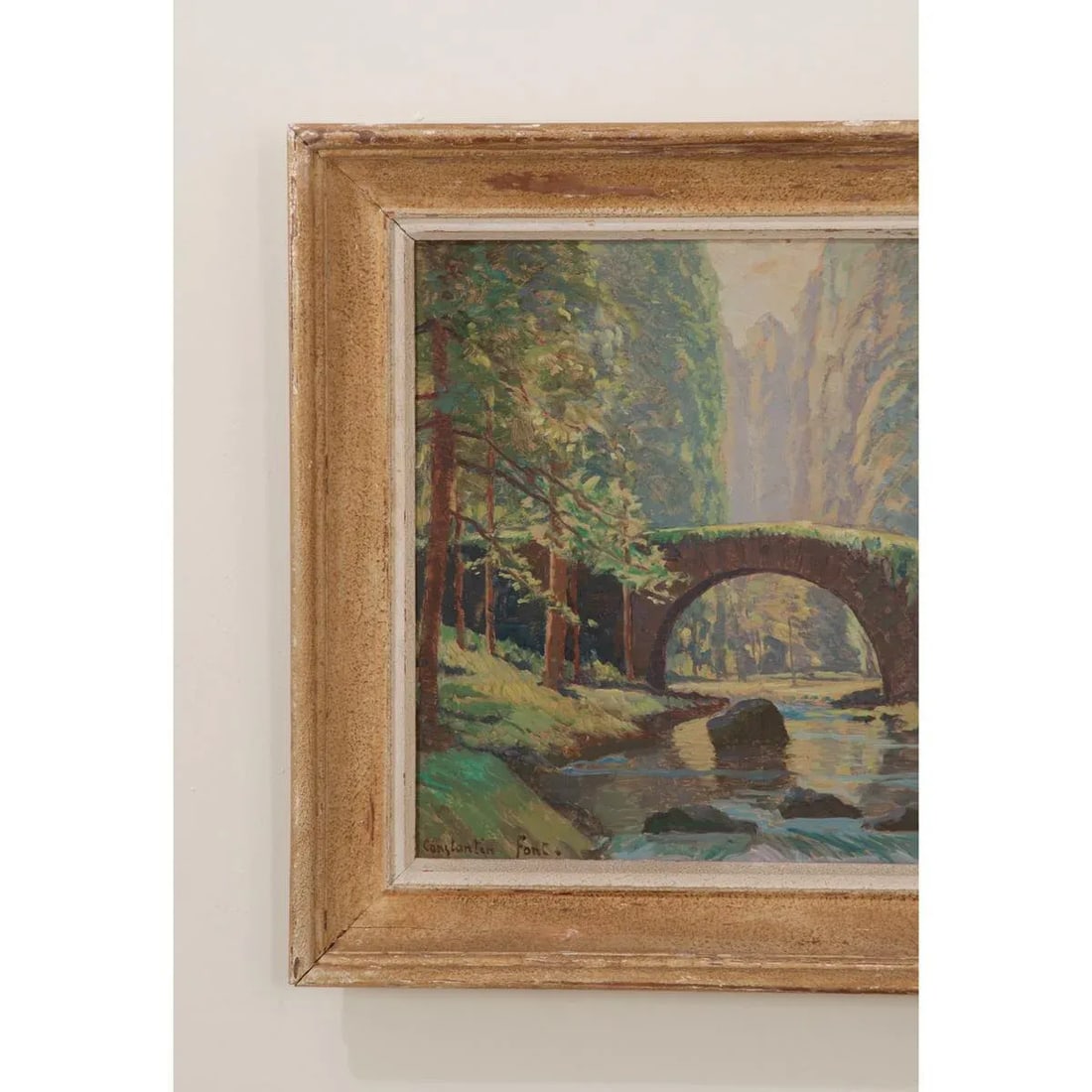 French Vintage Framed Landscape Painting - 4