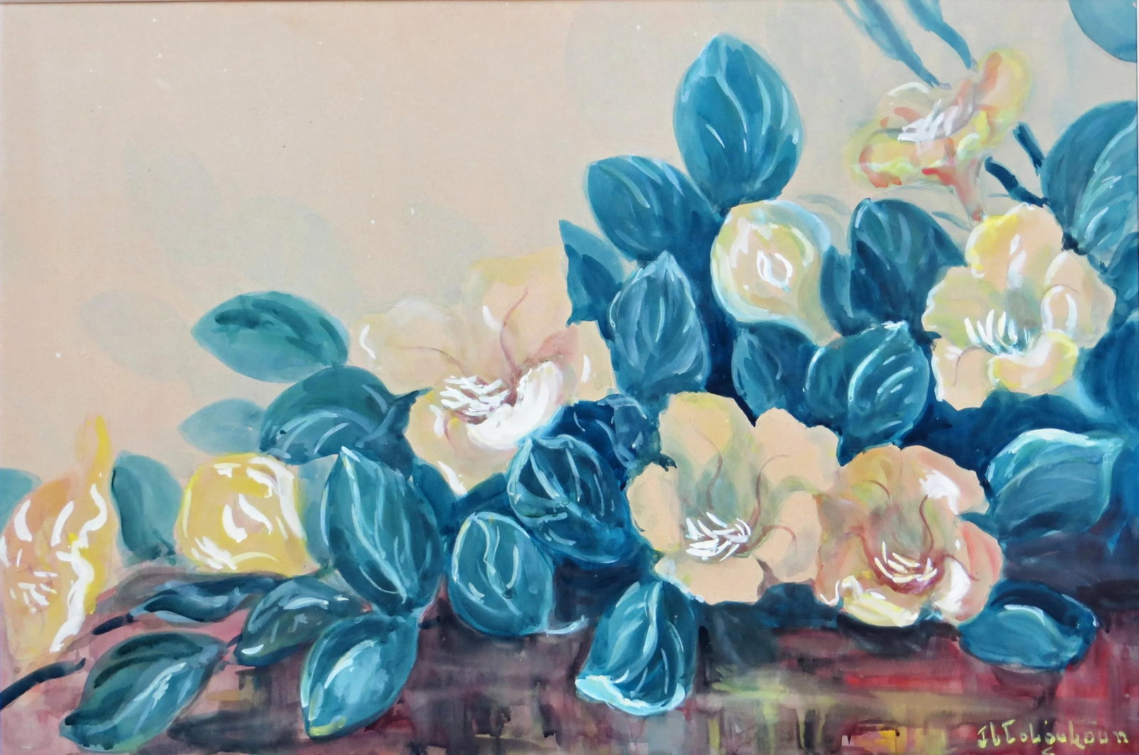 Vintage Hawaiian Flower Painting by J Llaine Colquhoun - 4