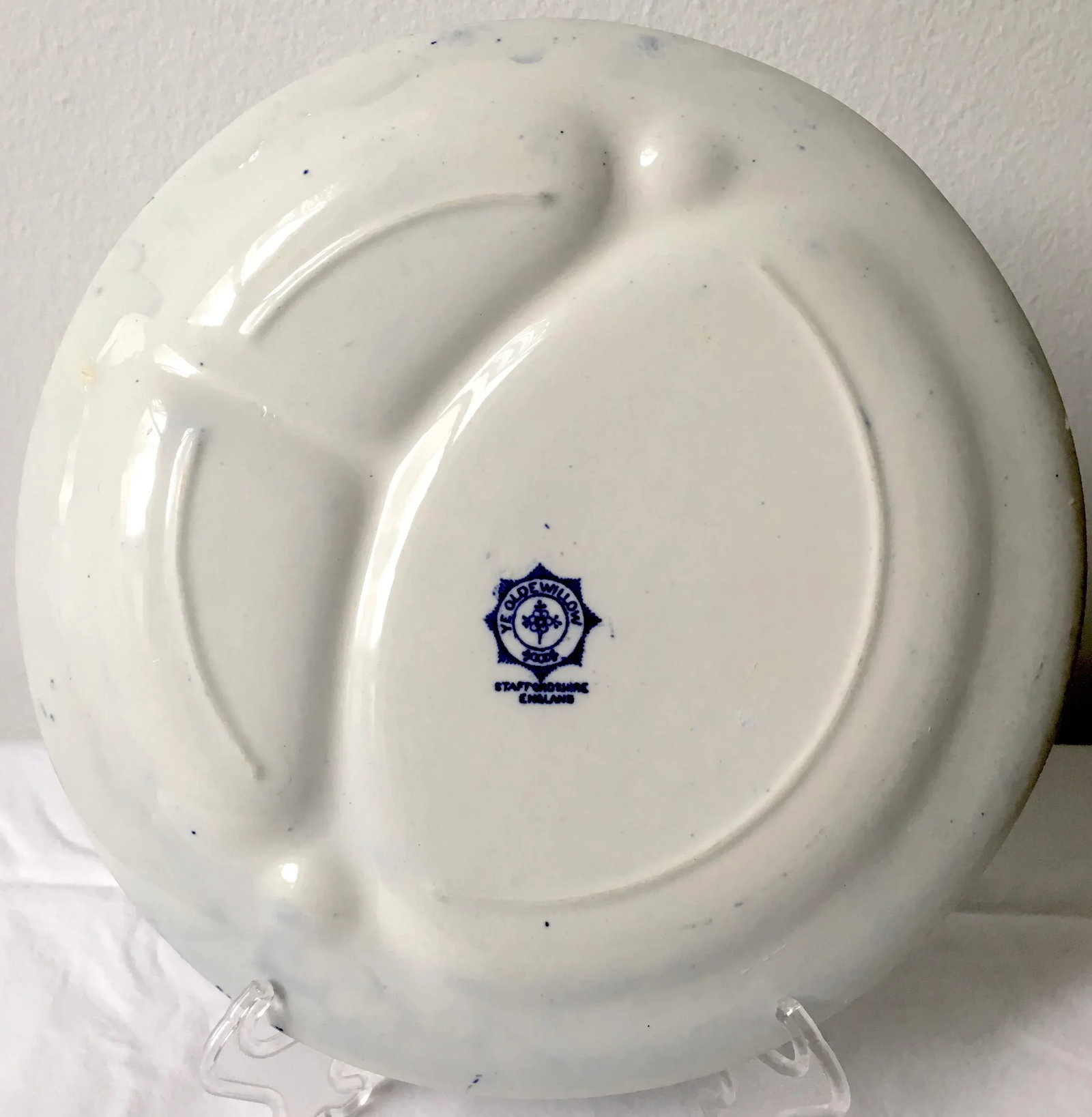 Antique English Blue Willow Ironstone Grill Plate - 4
