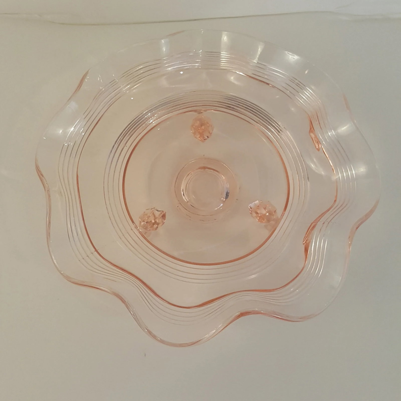 1930s Fenton Wide Rib #100 3 Footed Rose Glass Bowl - 2