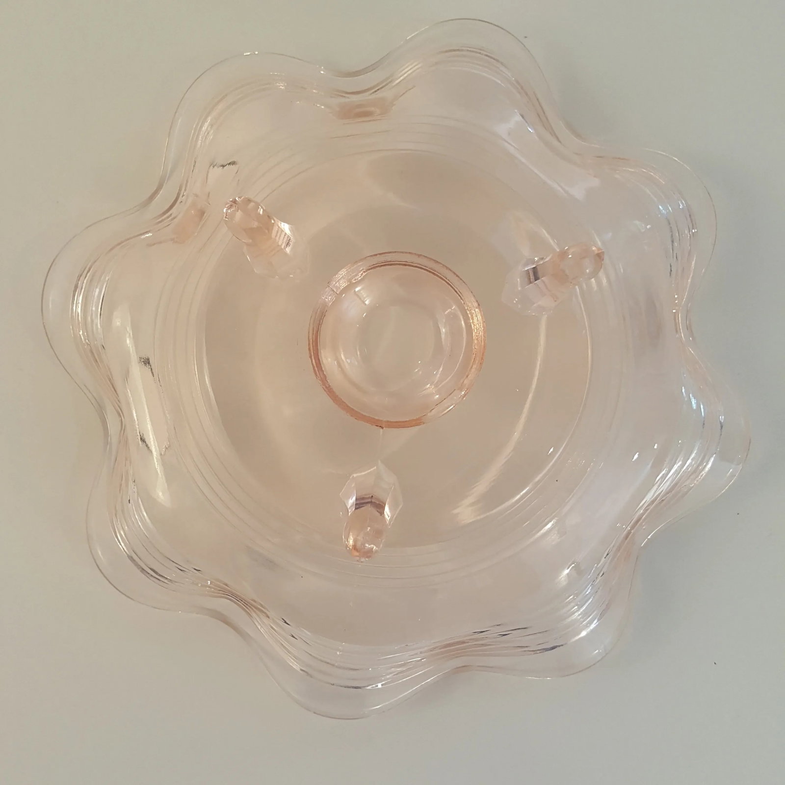 1930s Fenton Wide Rib #100 3 Footed Rose Glass Bowl - 3