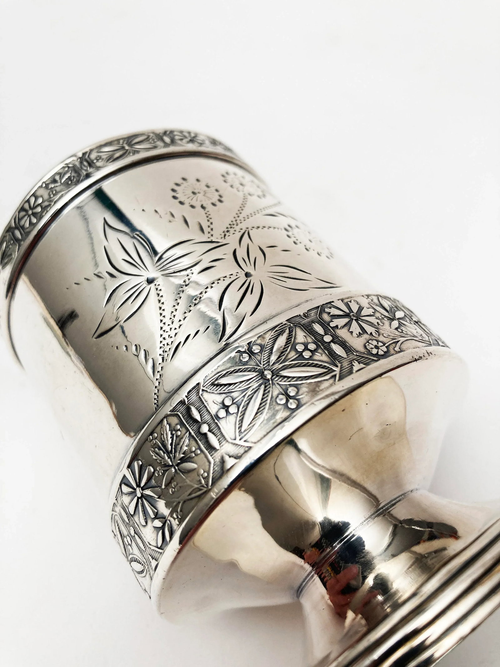 Late 19th Century Pelton Brothers & Co. Silver Plate Cup With Floral Motif - 12