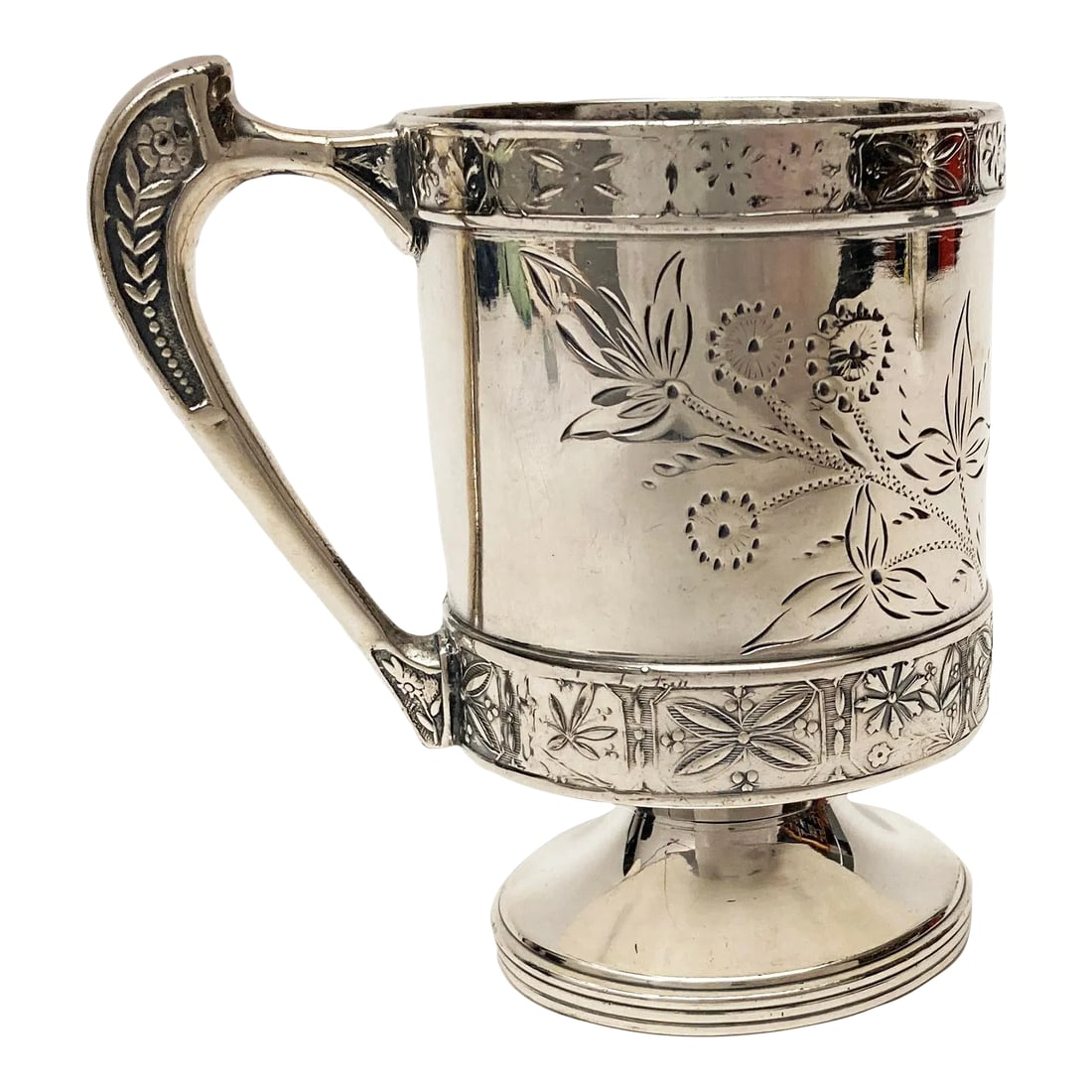 Late 19th Century Pelton Brothers & Co. Silver Plate Cup With Floral Motif (1 of 12)