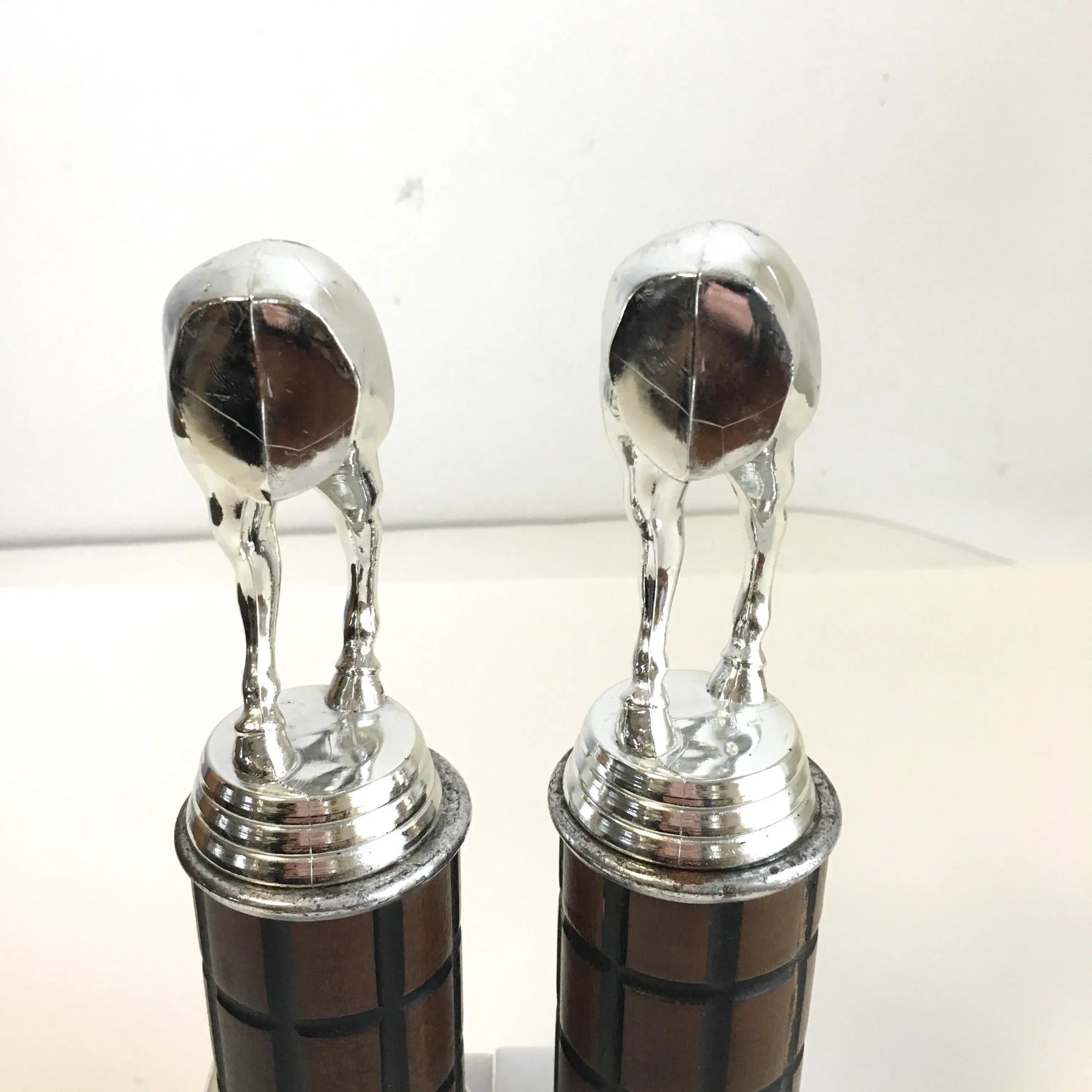 Vintage Equestrian Horse Trophy Bookends Marble Base- a Pair - 3