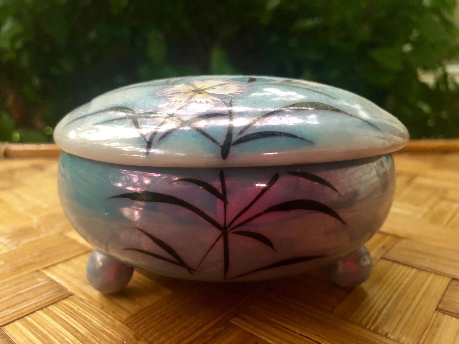Vintage Art Deco Japanese Floral Lusterware Box - 4