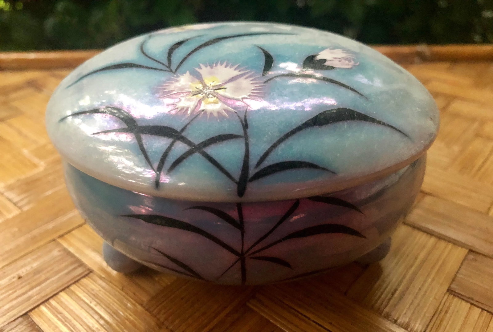 Vintage Art Deco Japanese Floral Lusterware Box - 5