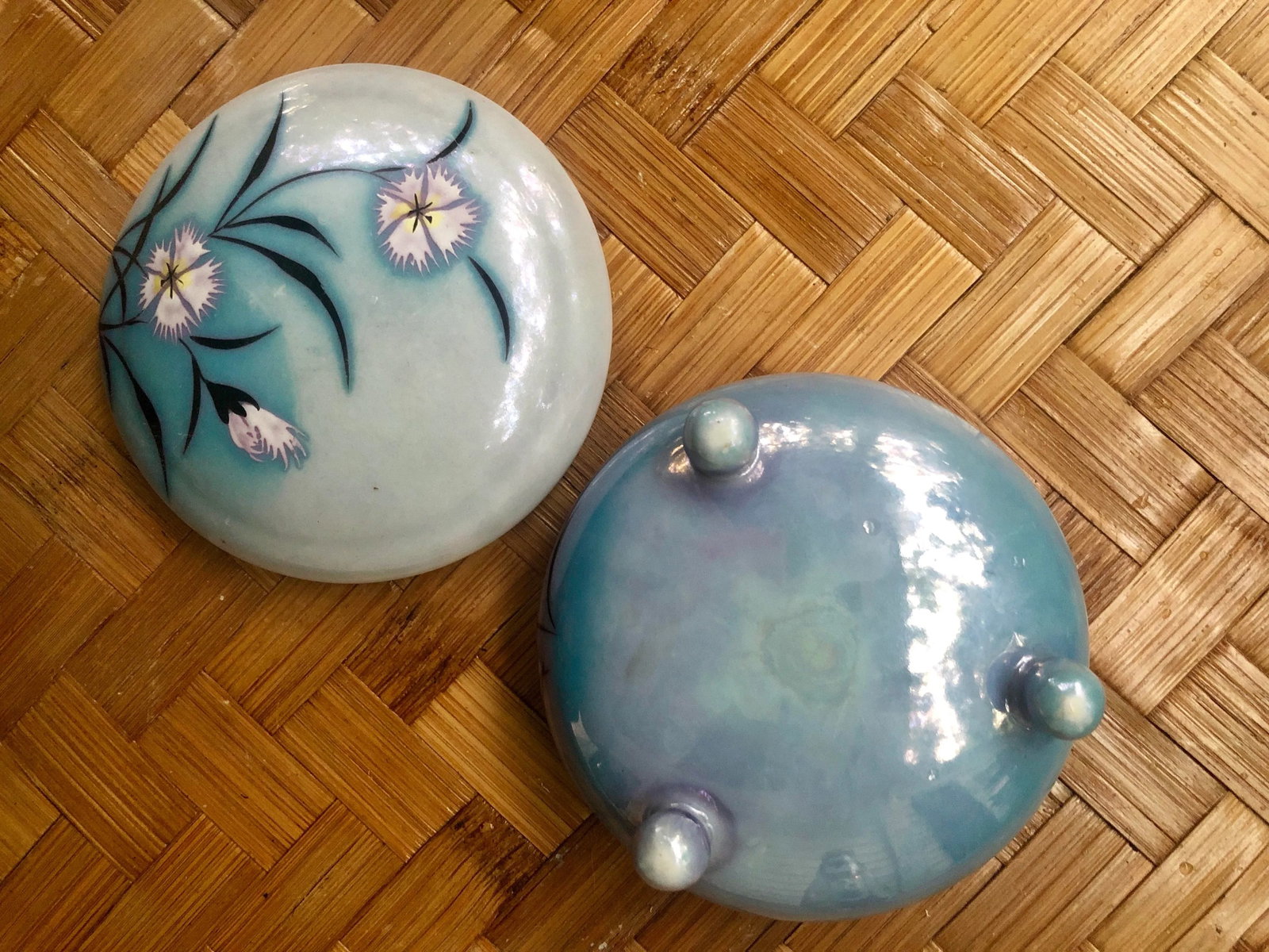 Vintage Art Deco Japanese Floral Lusterware Box - 7
