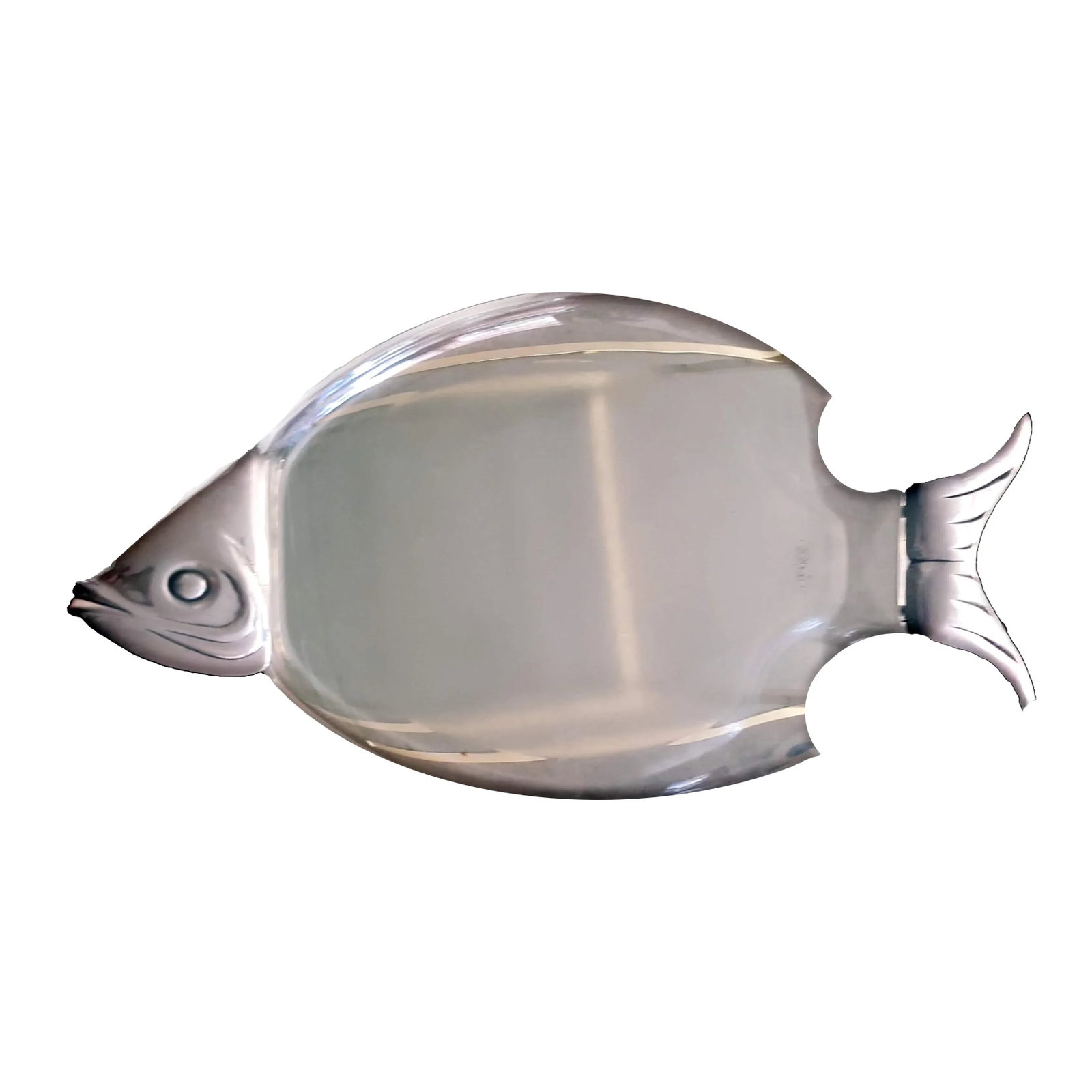 1960s Lucite Fish Shaped Serving Platter With Aluminum Head and Tail - 5