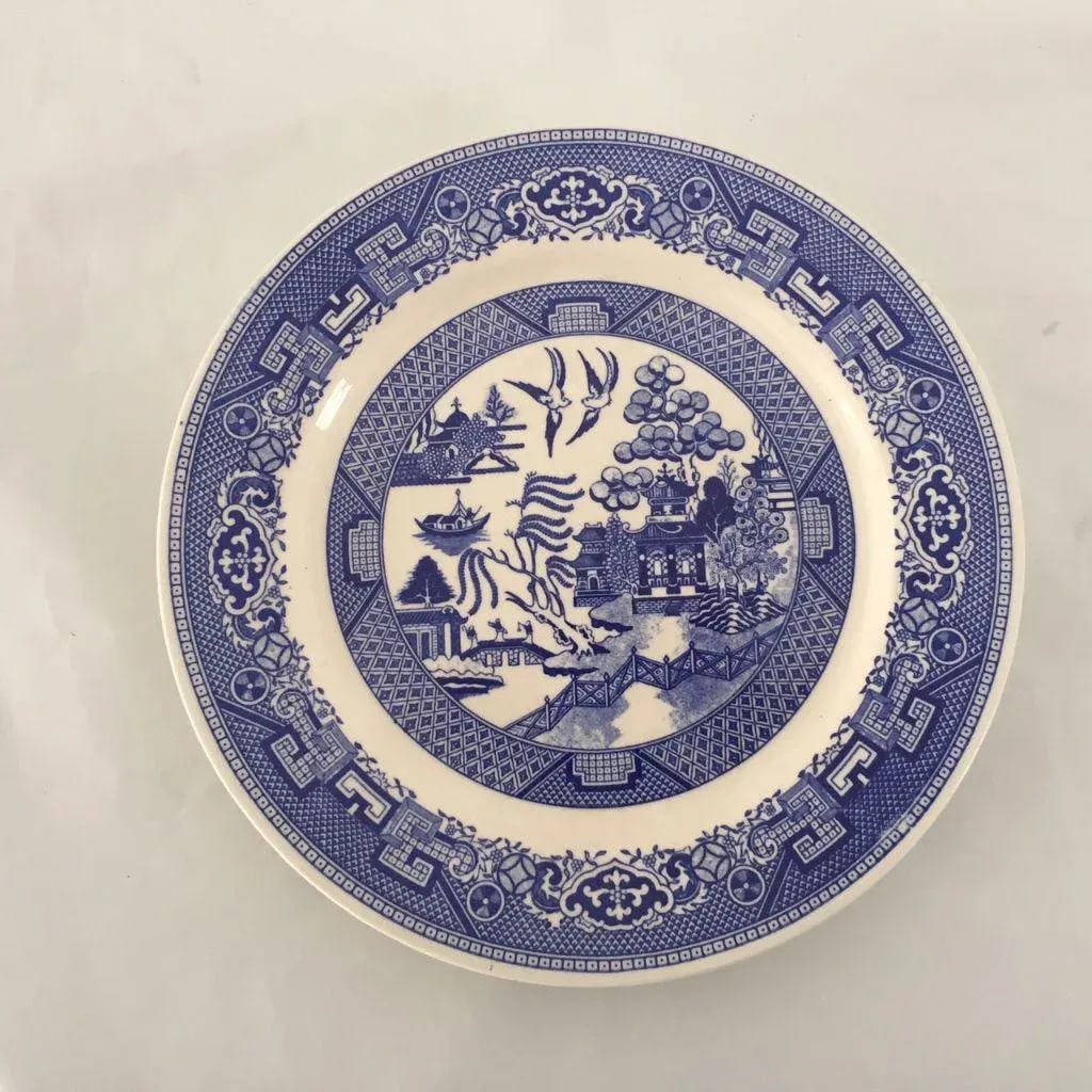 Vintage Blue Porcelain Willow Plates - Set of 3 - 2
